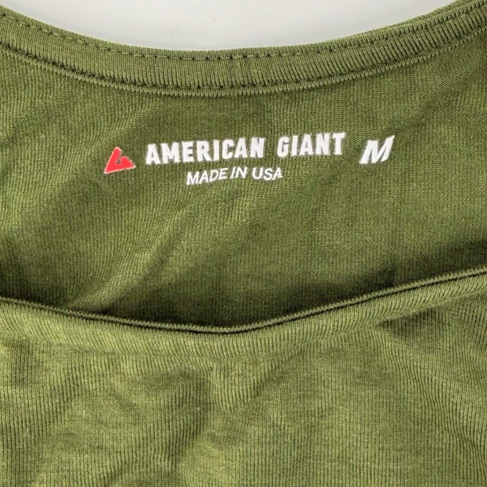 American Giant Olive Green Flex Fit & Flare Midi Dress Womens Size M USA Made - Picture 5 of 12
